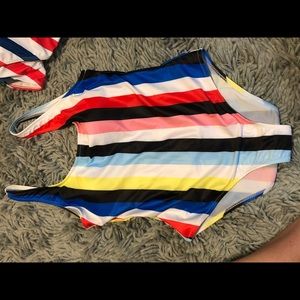 Zaful one piece colorful stripes swimsuit